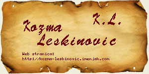 Kozma Leškinović vizit kartica
